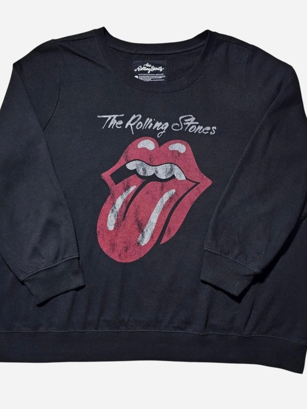 the Rolling Stones Black Crewneck with Red Tongue Logo